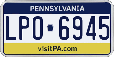 PA license plate LPO6945