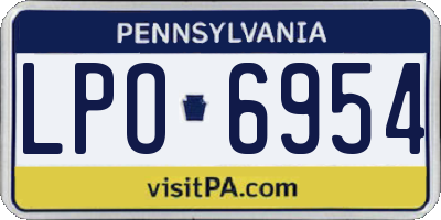 PA license plate LPO6954