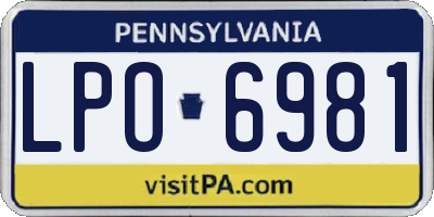 PA license plate LPO6981