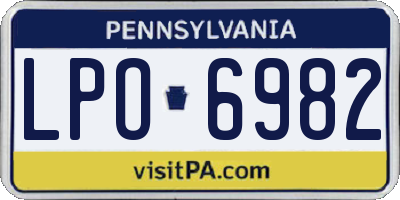 PA license plate LPO6982