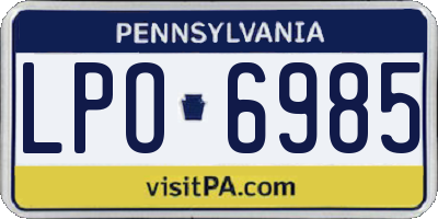 PA license plate LPO6985