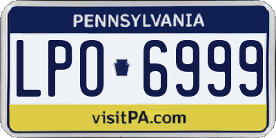 PA license plate LPO6999