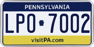 PA license plate LPO7002