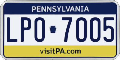 PA license plate LPO7005