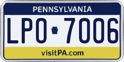 PA license plate LPO7006