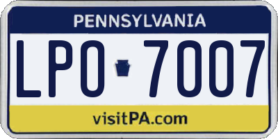 PA license plate LPO7007