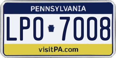 PA license plate LPO7008
