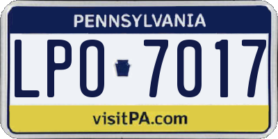 PA license plate LPO7017