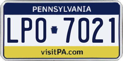 PA license plate LPO7021