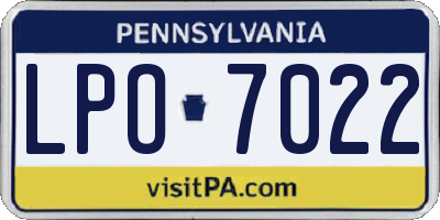 PA license plate LPO7022