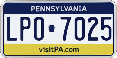 PA license plate LPO7025