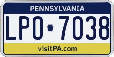 PA license plate LPO7038
