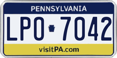 PA license plate LPO7042