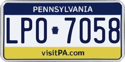 PA license plate LPO7058