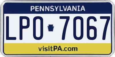 PA license plate LPO7067