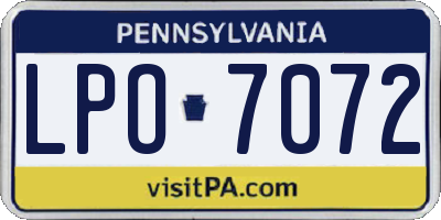 PA license plate LPO7072