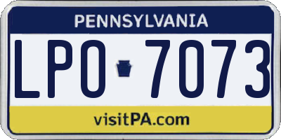PA license plate LPO7073