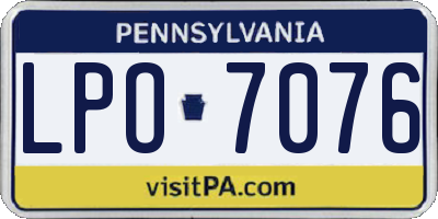 PA license plate LPO7076
