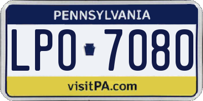 PA license plate LPO7080