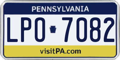 PA license plate LPO7082