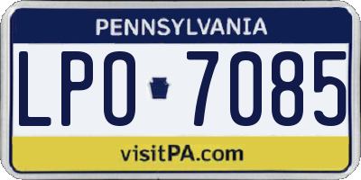 PA license plate LPO7085
