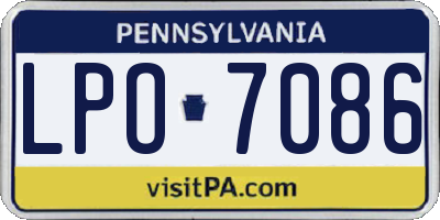 PA license plate LPO7086