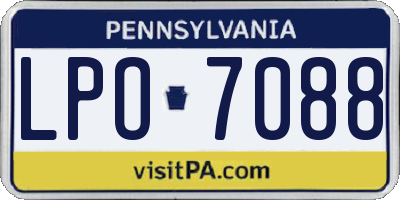PA license plate LPO7088