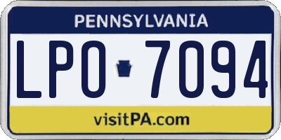PA license plate LPO7094