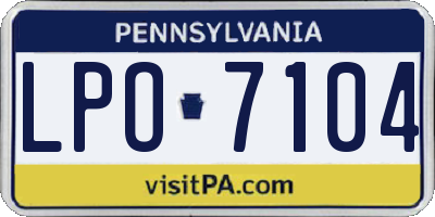 PA license plate LPO7104