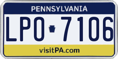 PA license plate LPO7106