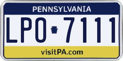 PA license plate LPO7111
