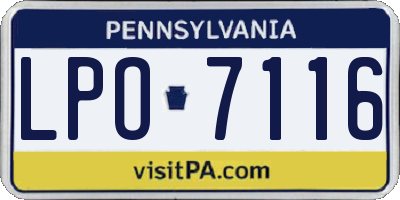 PA license plate LPO7116