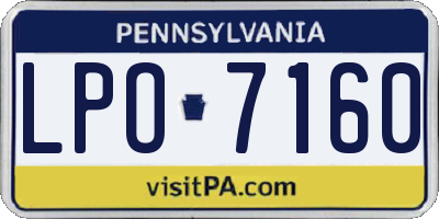 PA license plate LPO7160