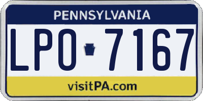 PA license plate LPO7167