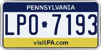 PA license plate LPO7193