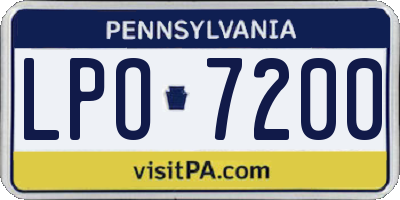 PA license plate LPO7200