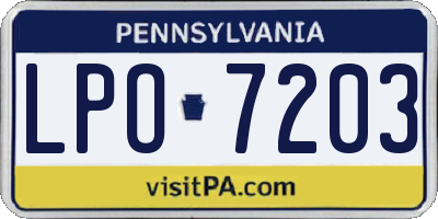 PA license plate LPO7203
