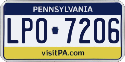 PA license plate LPO7206
