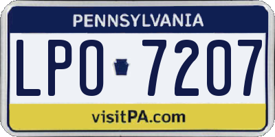 PA license plate LPO7207