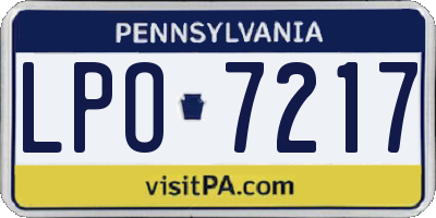 PA license plate LPO7217
