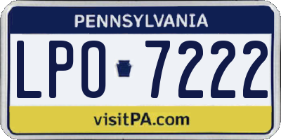 PA license plate LPO7222