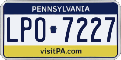 PA license plate LPO7227