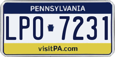 PA license plate LPO7231
