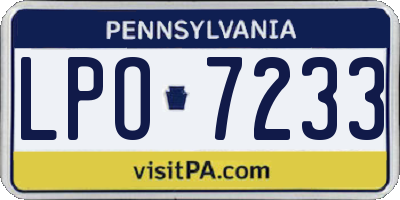 PA license plate LPO7233