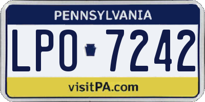 PA license plate LPO7242