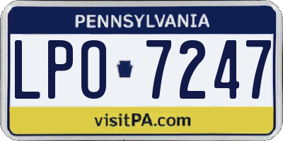 PA license plate LPO7247