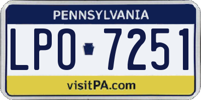 PA license plate LPO7251