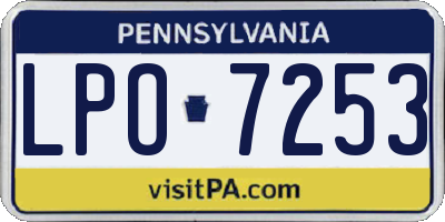 PA license plate LPO7253