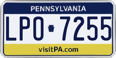 PA license plate LPO7255