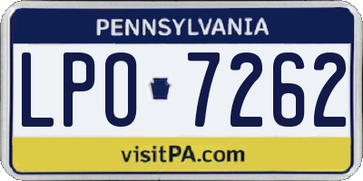 PA license plate LPO7262